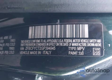 2016 Fiat 500X Trekking из США, поврежденный, VIN ZFBCFYCT2GP394945